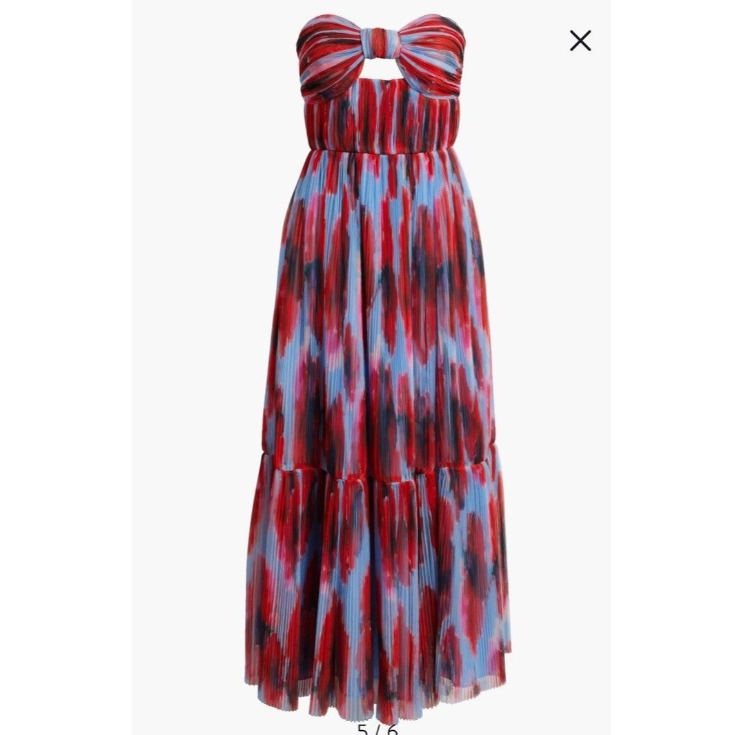 Hutch Dress Womens Size 12 Bow Front Strapless Maxi Dress Formal Blue Red Nwt